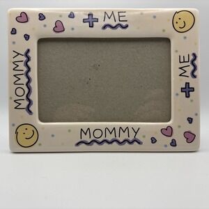 Vtg‎ Mommy + Me Crayon Art Ceramic Frame Hearts Smiley Faces